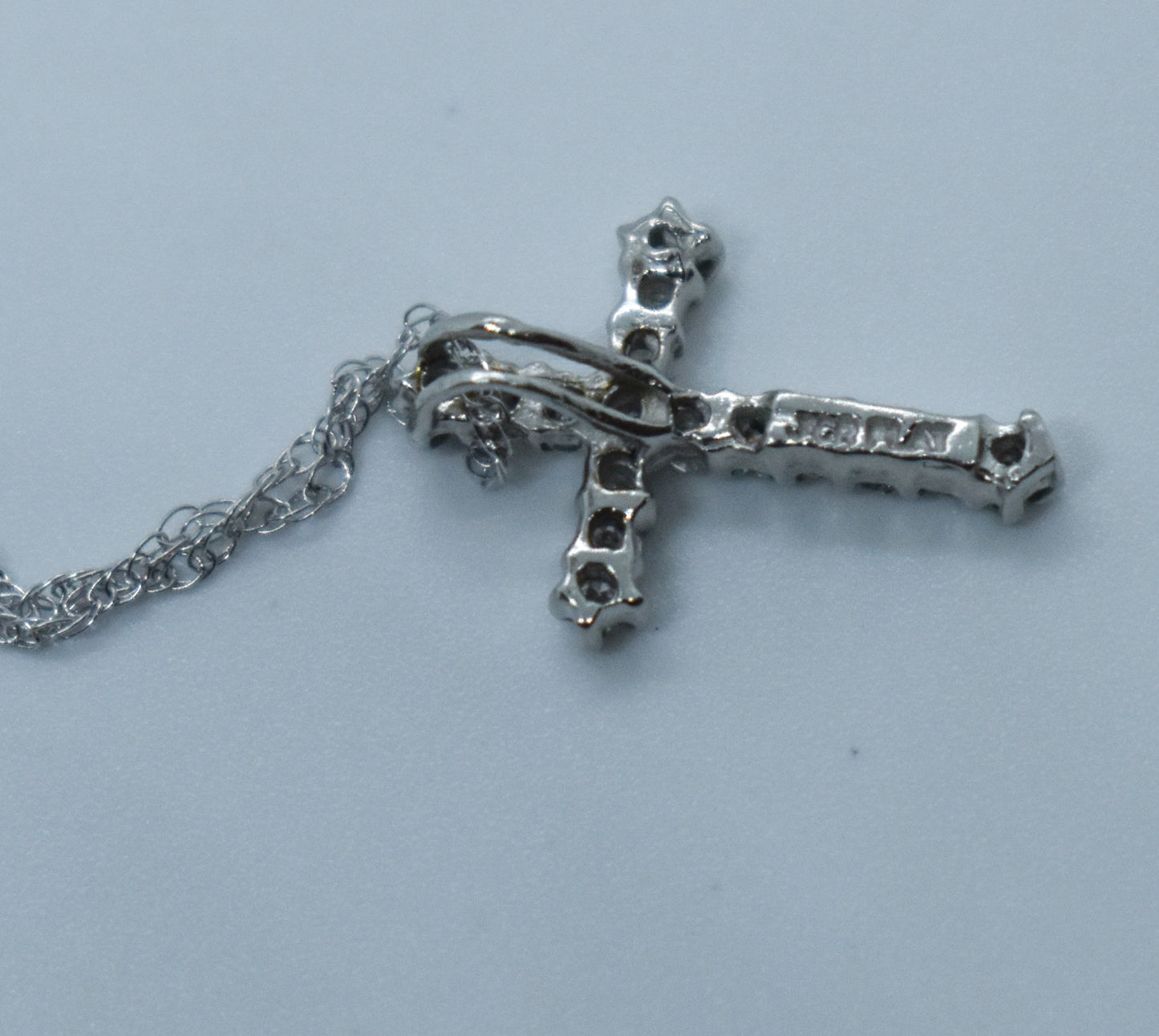 Vintage Platinum Diamond Cross Necklace .25 CTW 18"