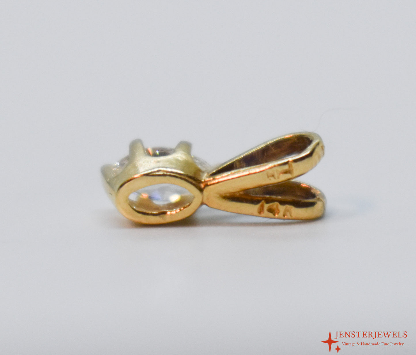 Vintage 14k Yellow Gold Marquise Diamond Pendant
