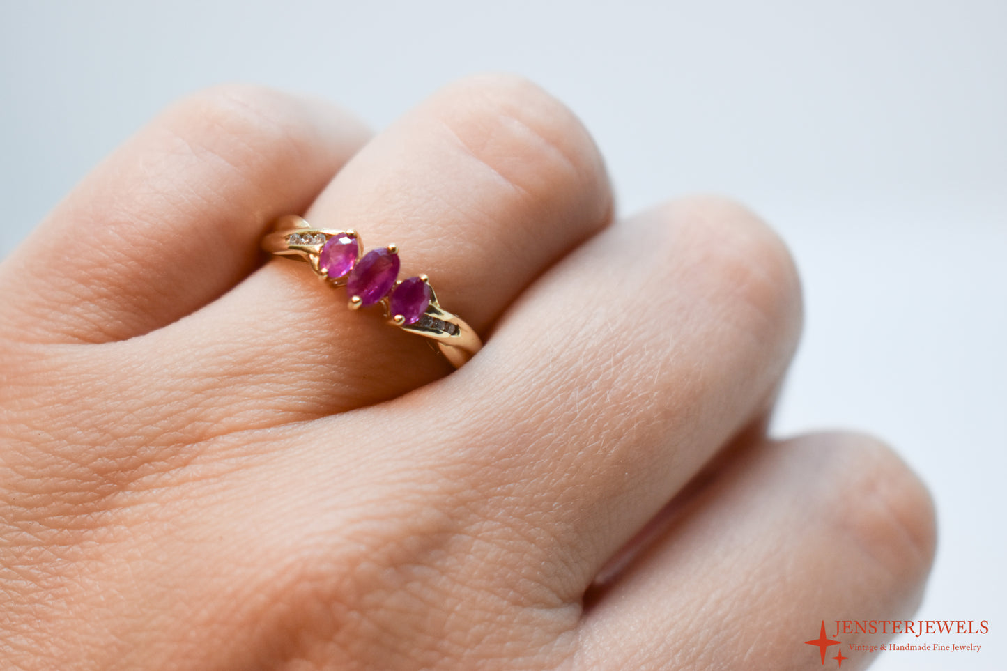 Vintage 14k Yellow Gold Ruby & Diamond Ring – STS Size 7