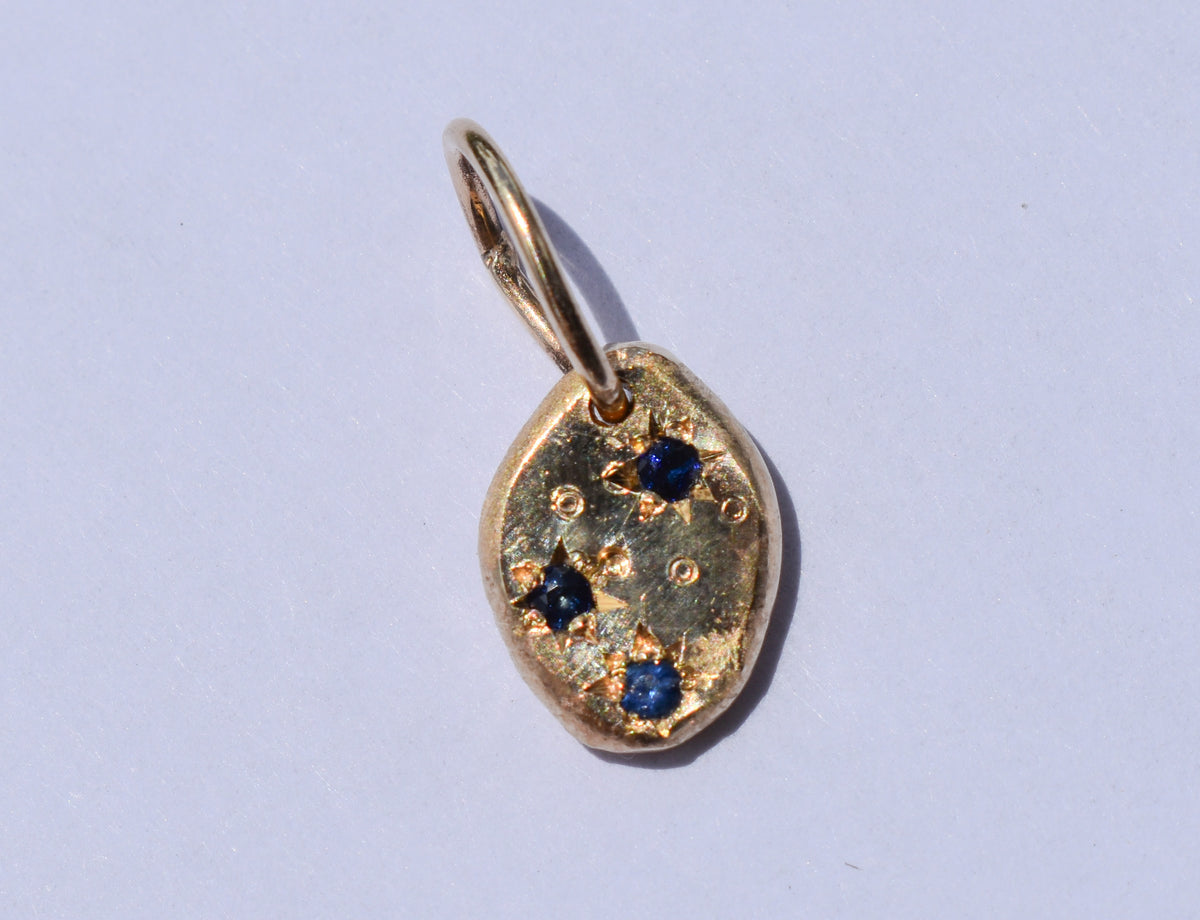 Handmade 14k Yellow Gold Organic Sapphire Pendant – JensterJewels