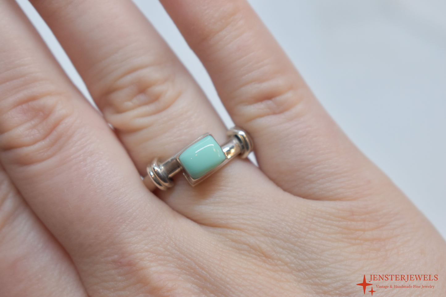 Vintage Sterling Silver Turquoise Ring Size 8 1/4