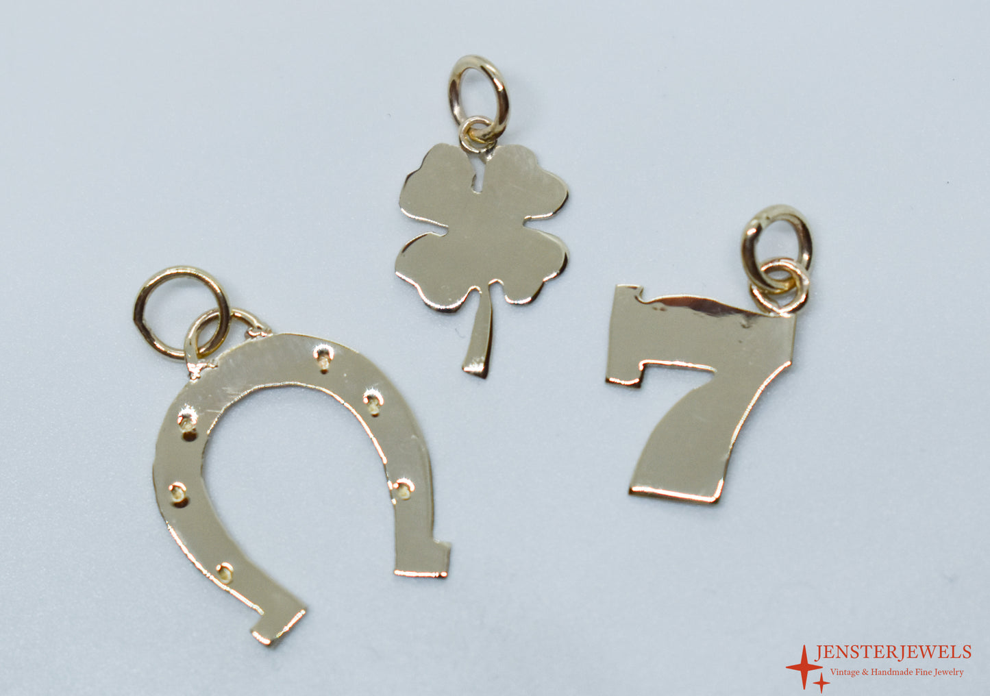 Handmade 14k Yellow Gold Four Leaf Clover Pendant- Lucky Charm