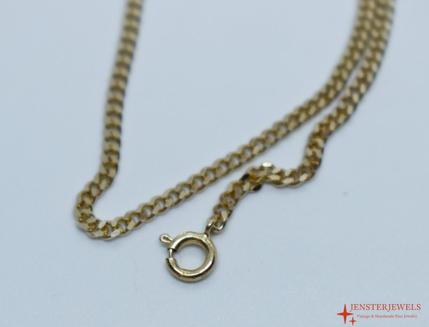 Vintage 14k Yellow Gold Curb Link Chain Bracelet 7"