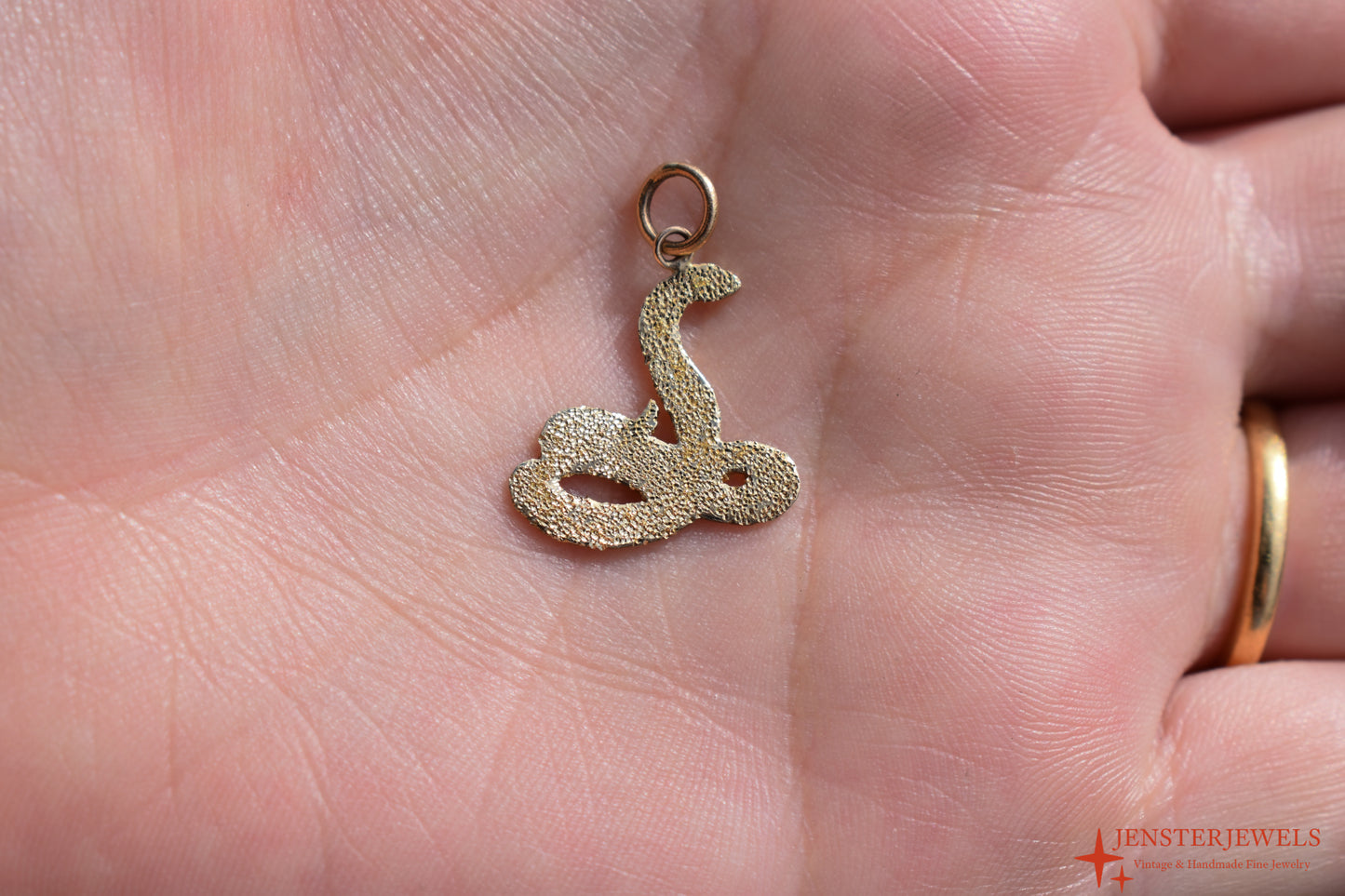 Handmade 14k Yellow Gold Snake Pendant
