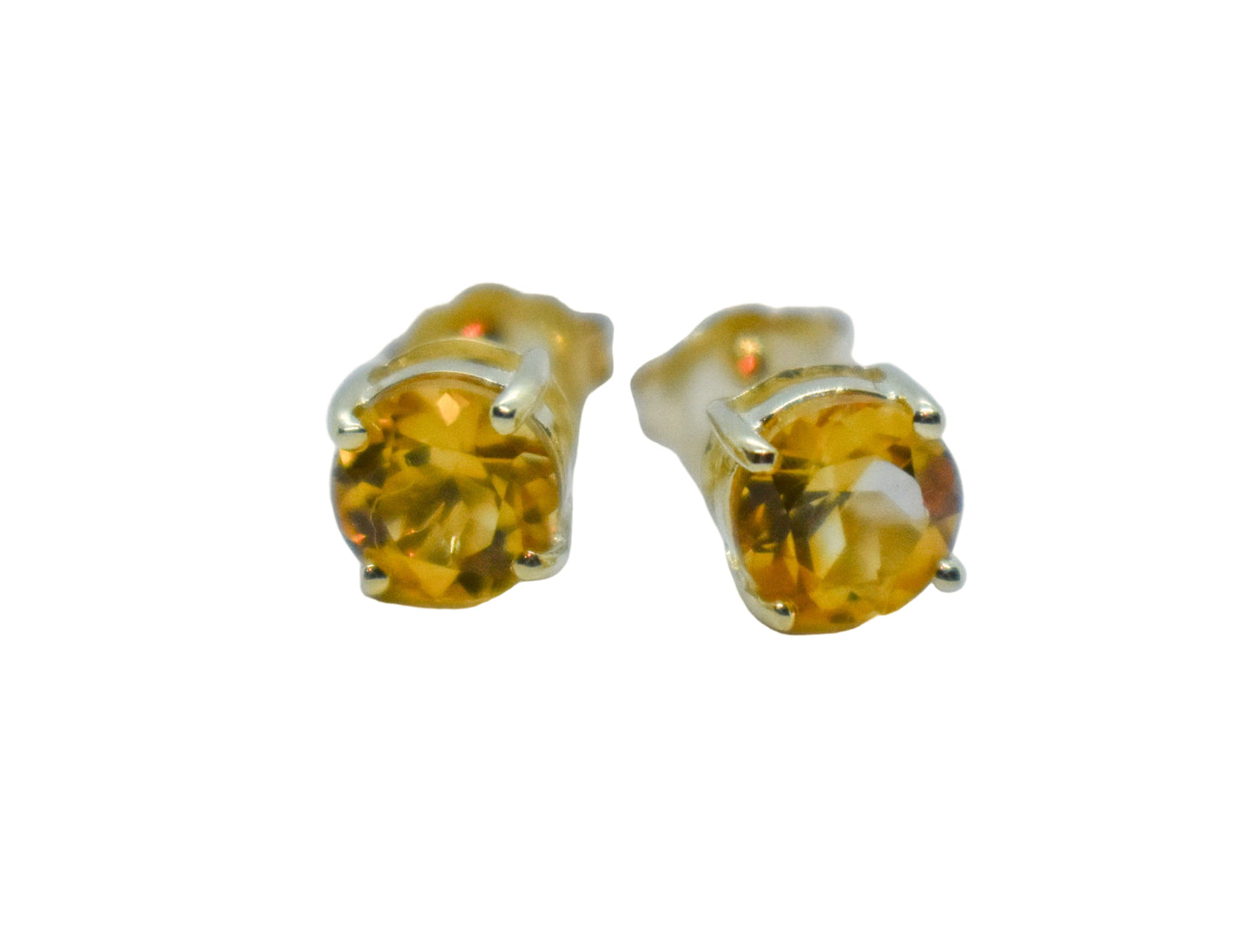 Vintage 14k Yellow Gold Citrine Stud Earrings