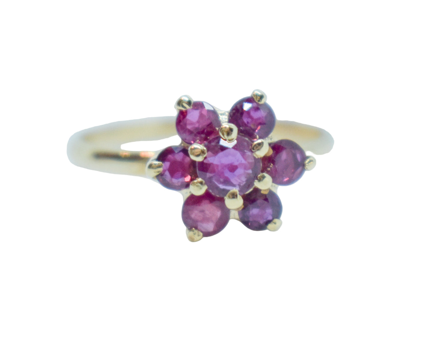 Vintage 14k Yellow Gold Ruby Flower Ring Size 5 3/4