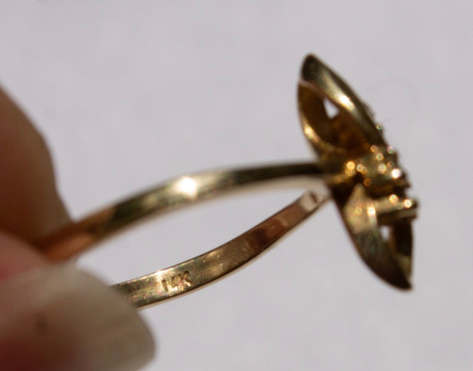 Vintage 14k Yellow Gold Natural Diamond Infinity Ring Size 5 1/4