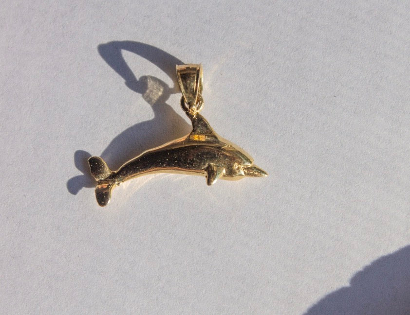 Vintage 14k Yellow Gold Dazzlers Dolphin Pendant