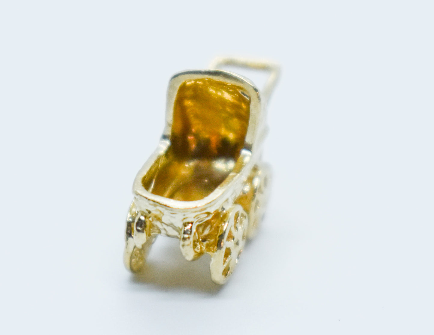 Vintage 14k Yellow Gold Baby Carriage Pendant