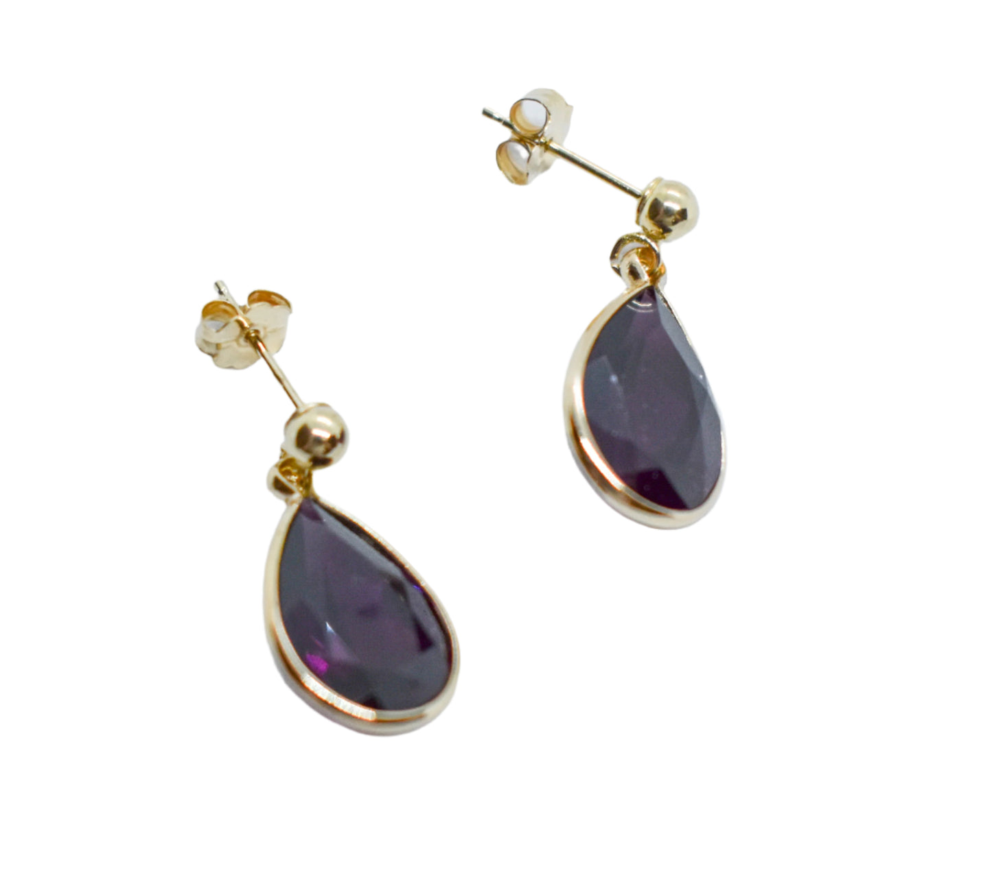 Vintage 14k Yellow Gold Garnet Drop Earrings
