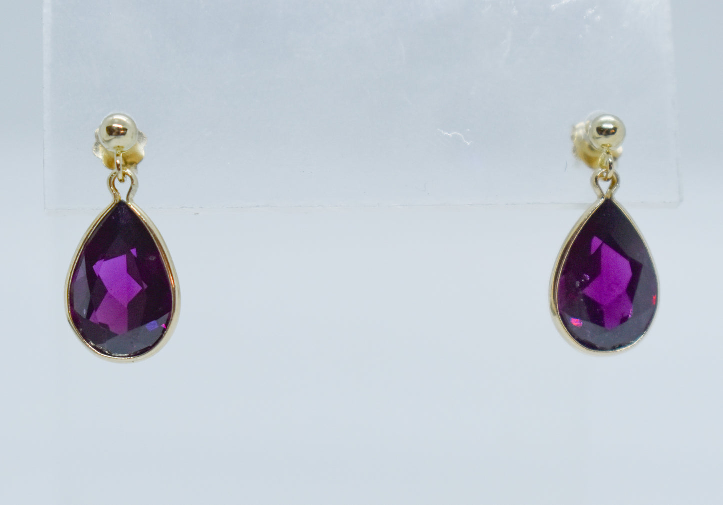 Vintage 14k Yellow Gold Garnet Drop Earrings