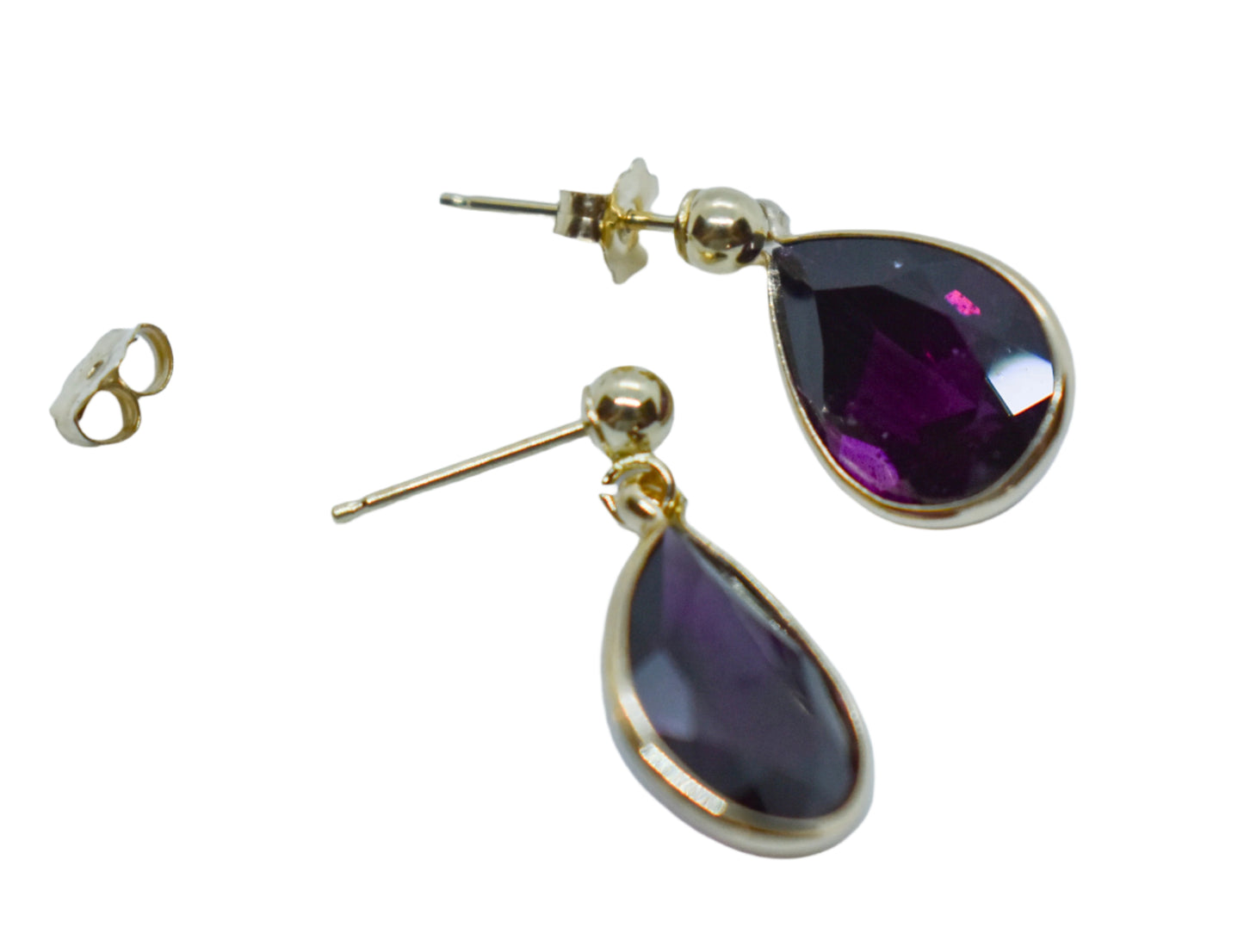 Vintage 14k Yellow Gold Garnet Drop Earrings