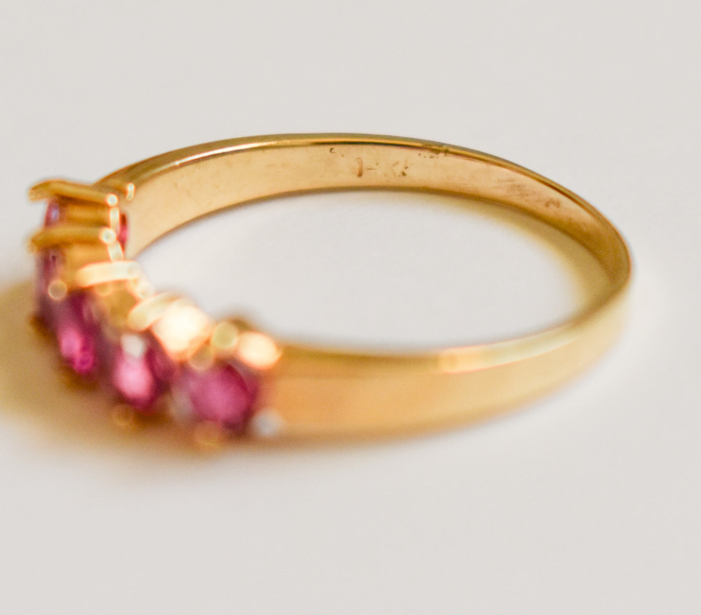 Vintage 14k Yellow Gold Ruby Band Size 6 3/4