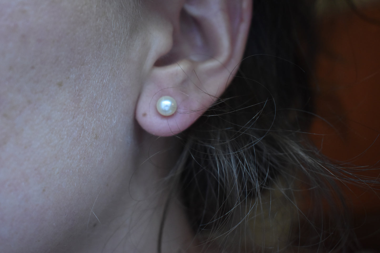 Vintage 14k Yellow Gold 6mm Pearl Stud Earrings