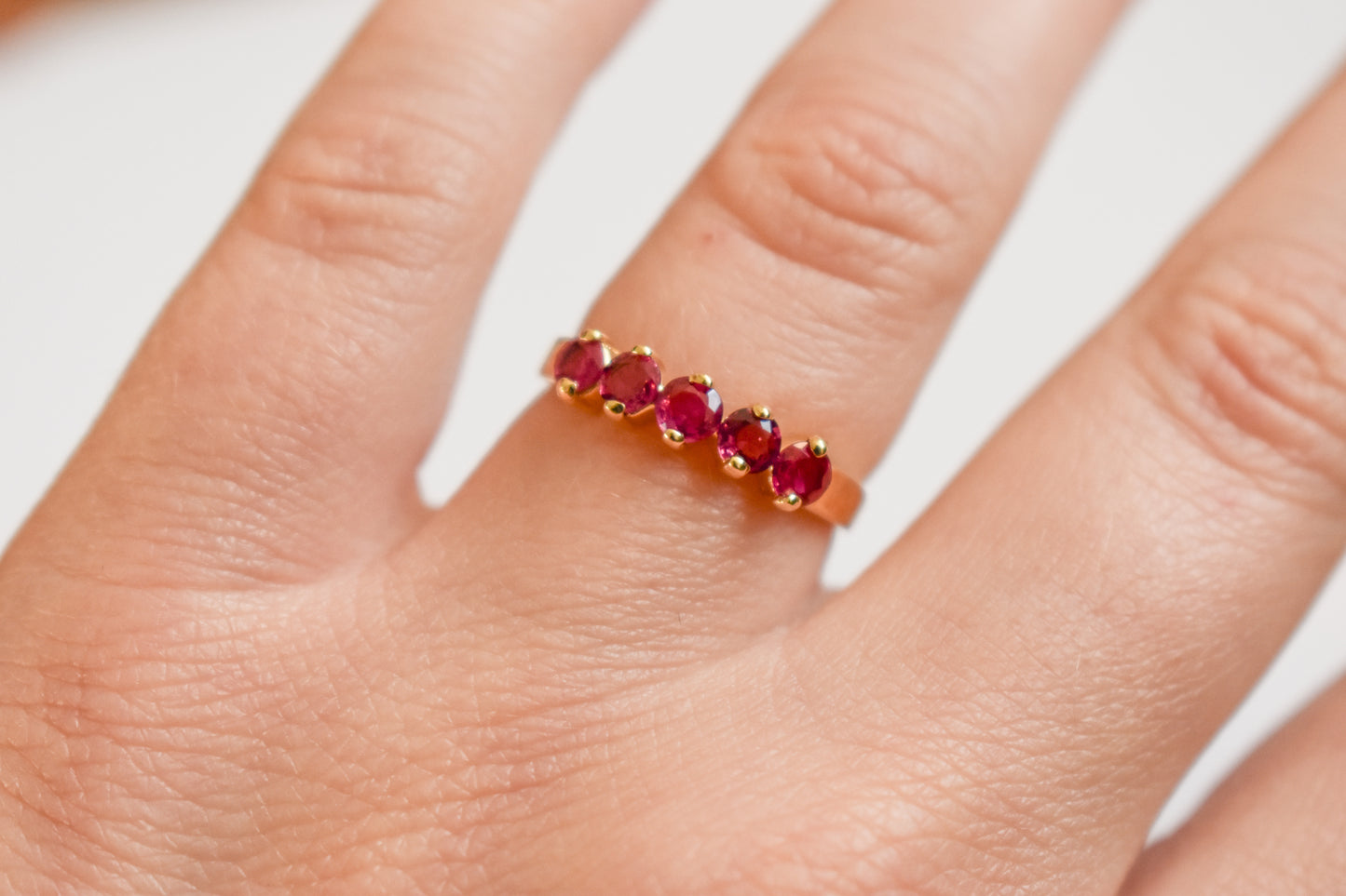 Vintage 14k Yellow Gold Ruby Band Size 6 3/4