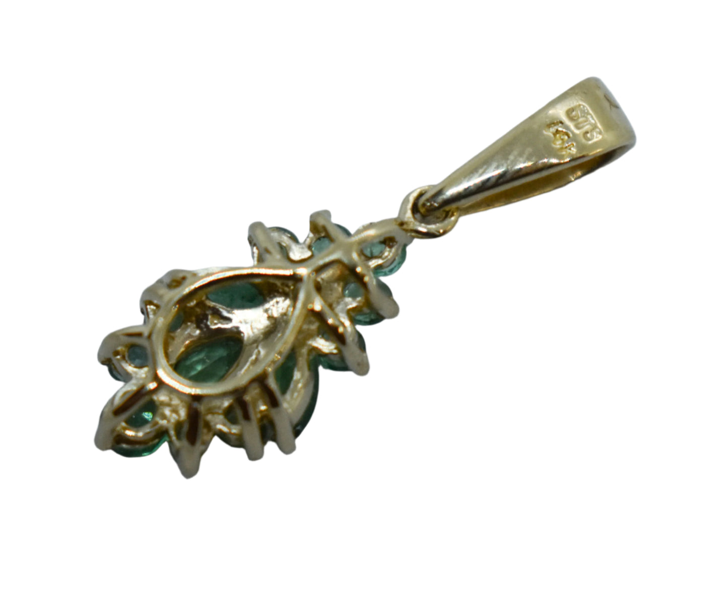 Vintage 14k Yellow Gold Emerald Cluster Pendant