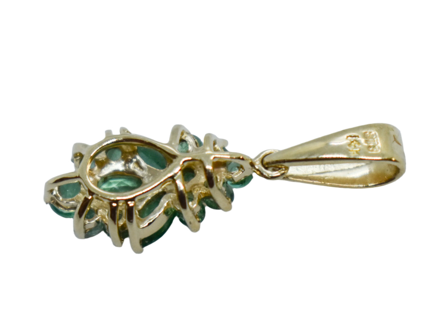 Vintage 14k Yellow Gold Emerald Cluster Pendant