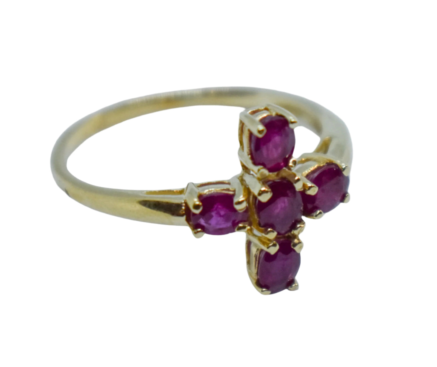 Vintage 14k Gold Ruby Cross Ring – Size 6 3/4