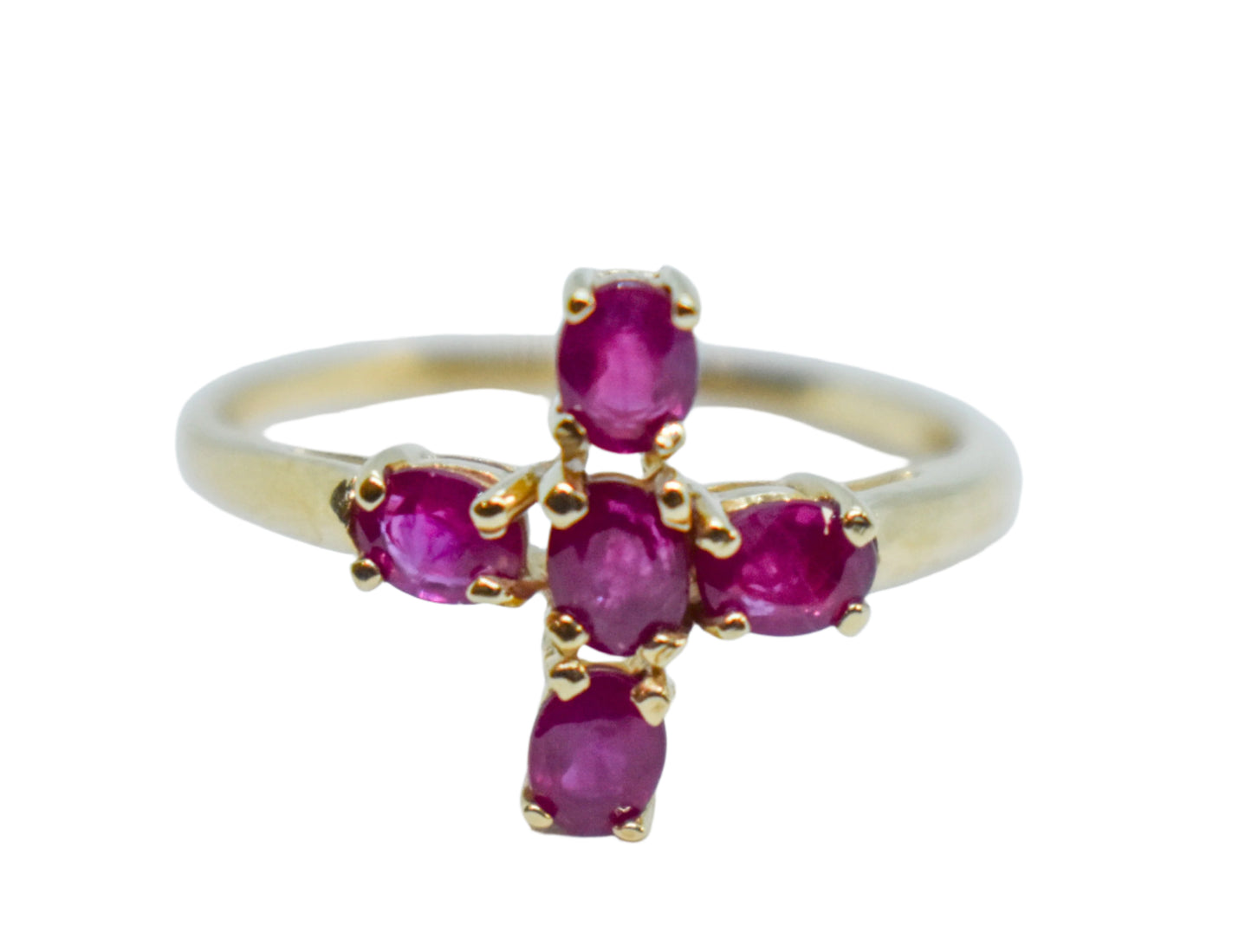 Vintage 14k Gold Ruby Cross Ring – Size 6 3/4