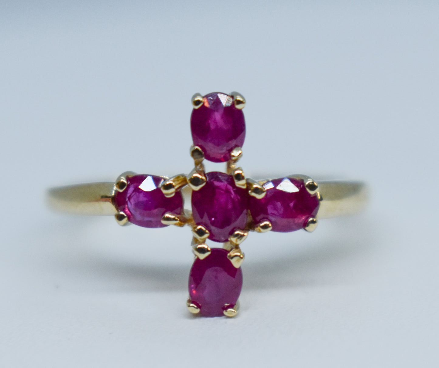 Vintage 14k Gold Ruby Cross Ring – Size 6 3/4