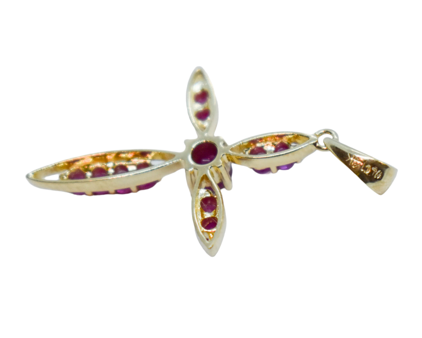 Vintage 14k Yellow Gold Ruby Cross Pendant