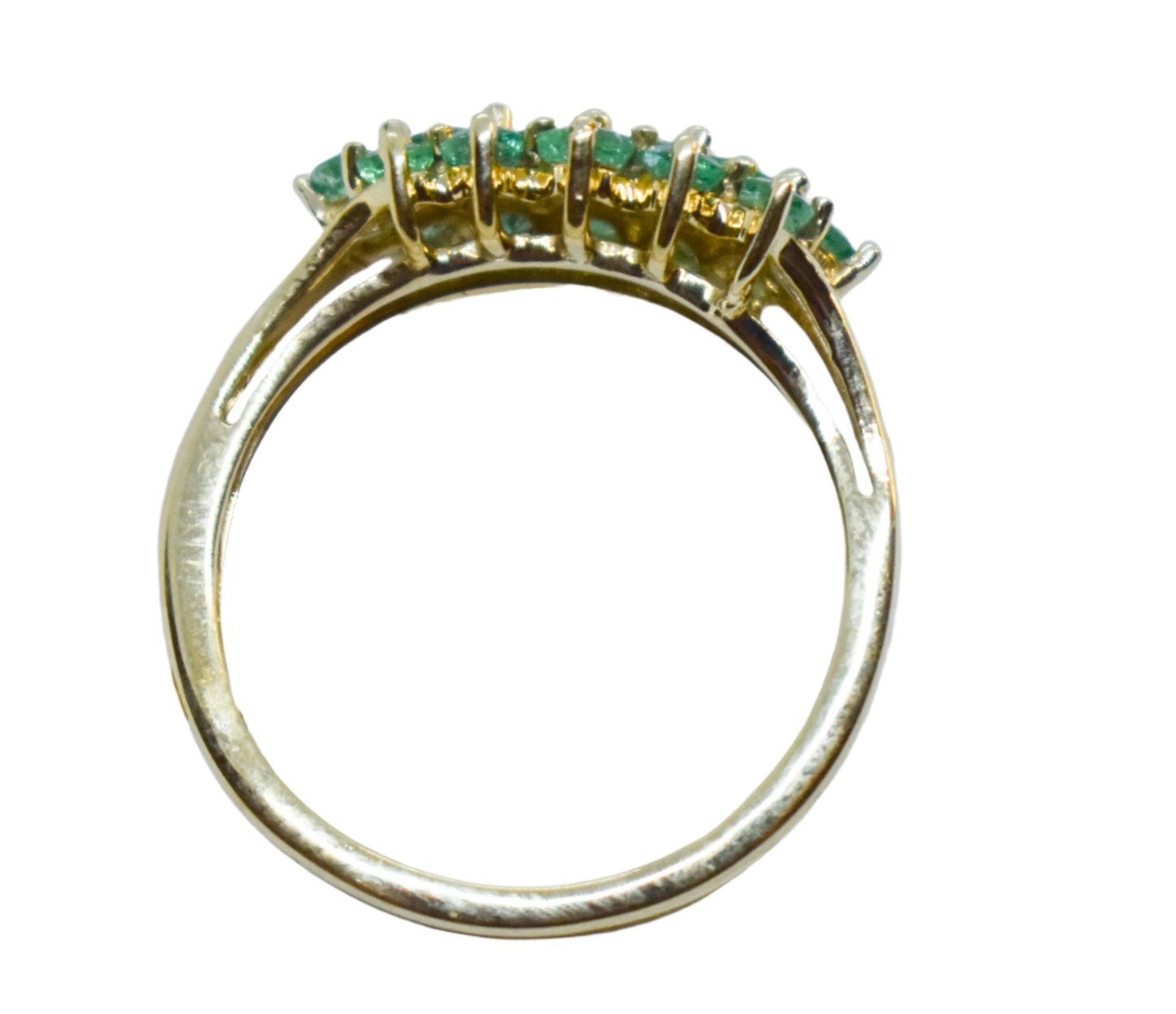 Vintage 14k Yellow Gold Emerald Cluster Ring Size 7 1/4