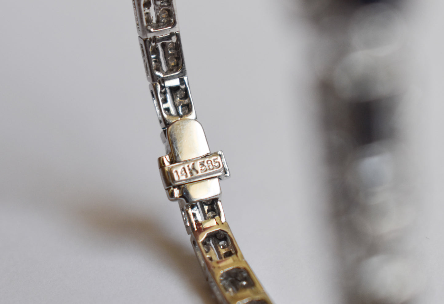 Vintage Estate 14k White Gold Sapphire and Diamond Bracelet 7 3/4"