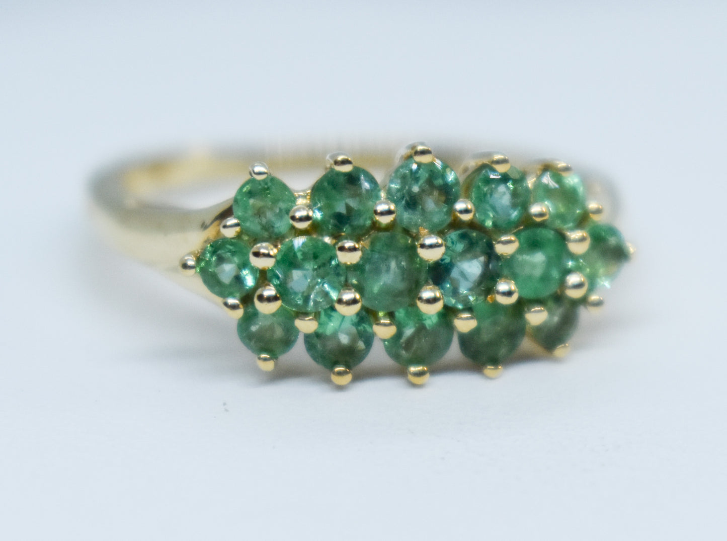 Vintage 14k Yellow Gold Emerald Cluster Ring Size 7 1/4