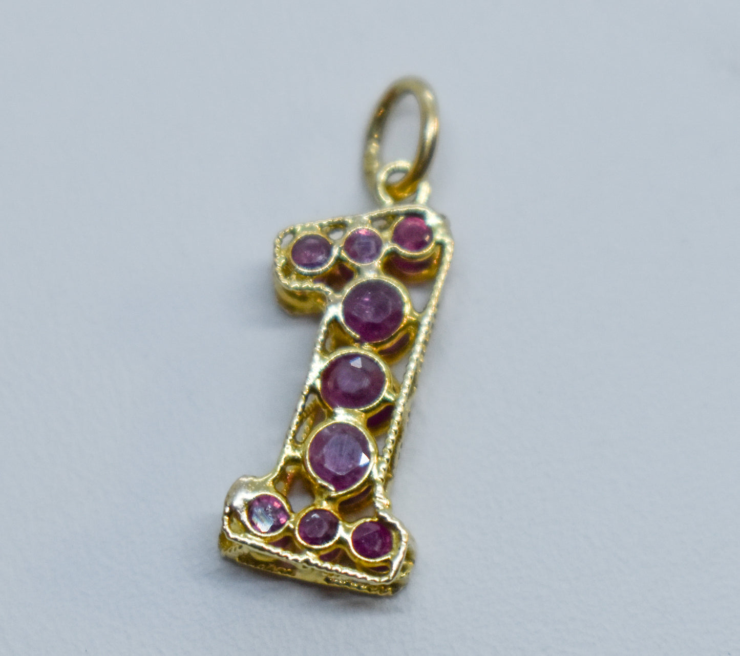 Vintage 18k Yellow Gold Ruby #1 Pendant