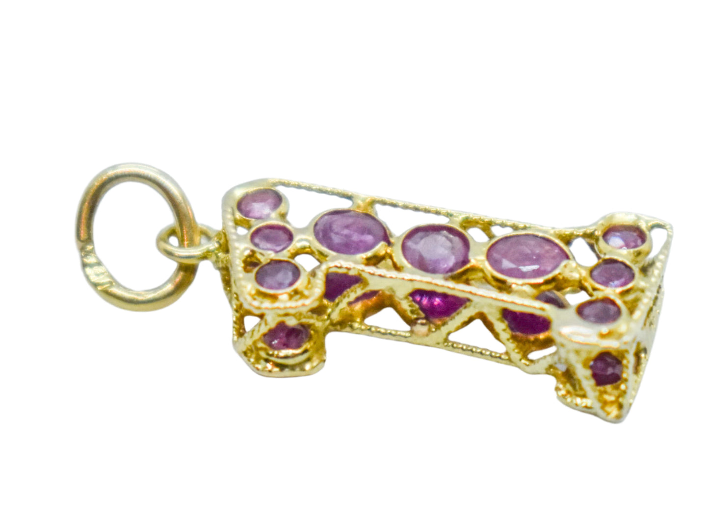 Vintage 18k Yellow Gold Ruby #1 Pendant