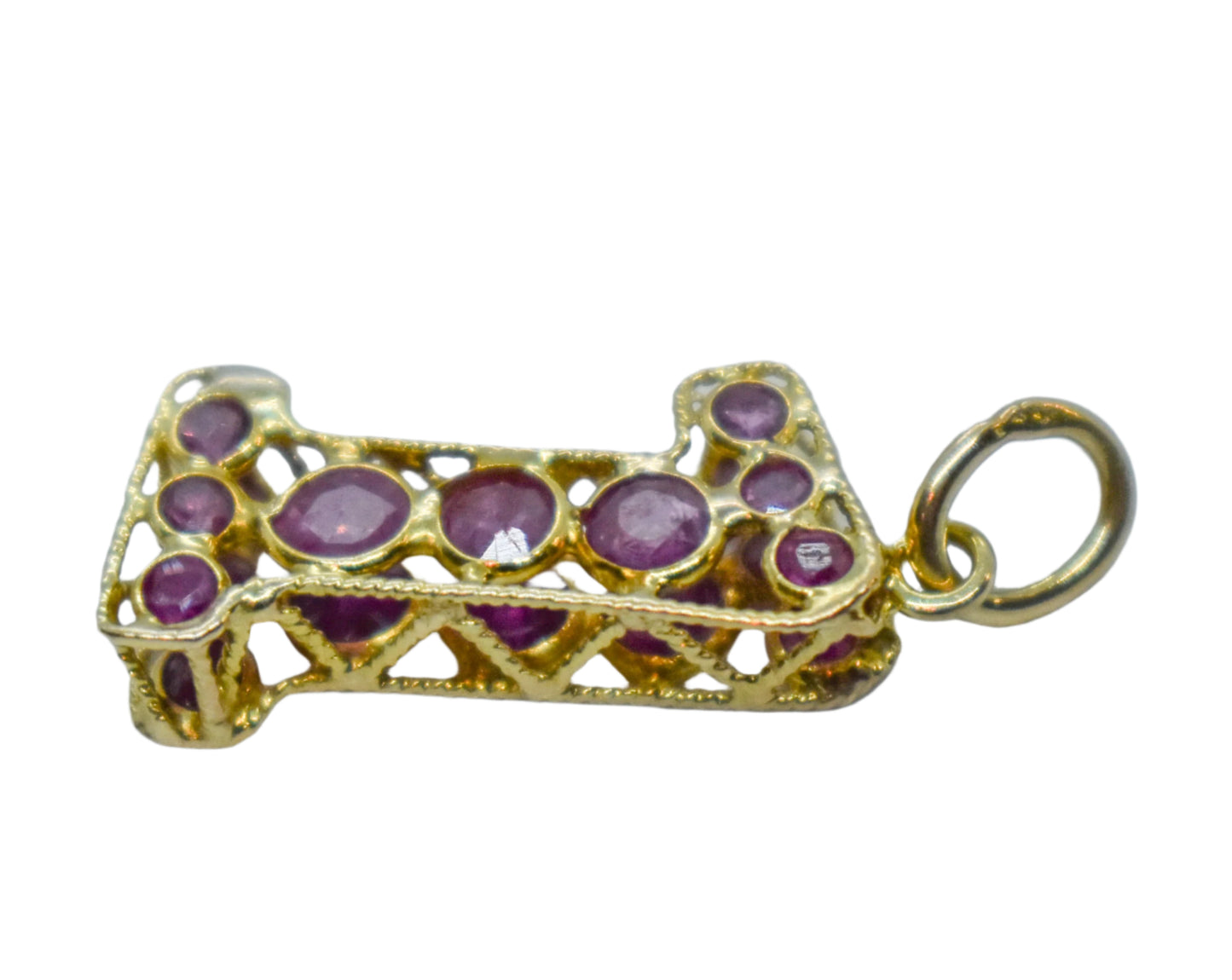 Vintage 18k Yellow Gold Ruby #1 Pendant