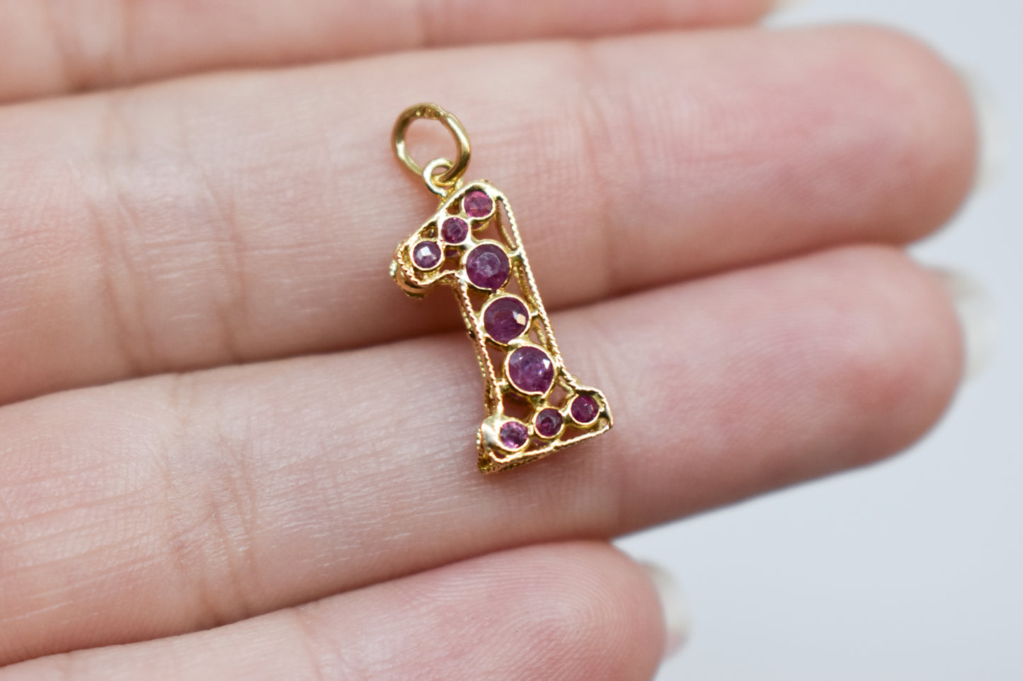 Vintage 18k Yellow Gold Ruby #1 Pendant
