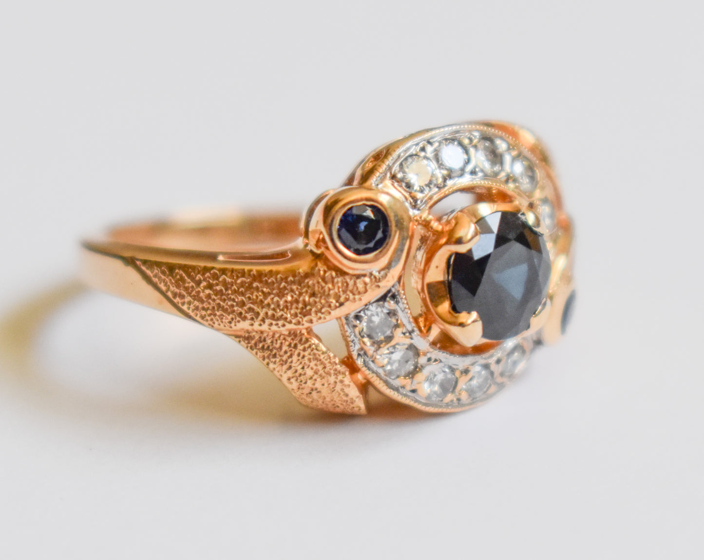 Vintage 14k Yellow Gold Sapphire and Diamond Ring Size 6 1/2