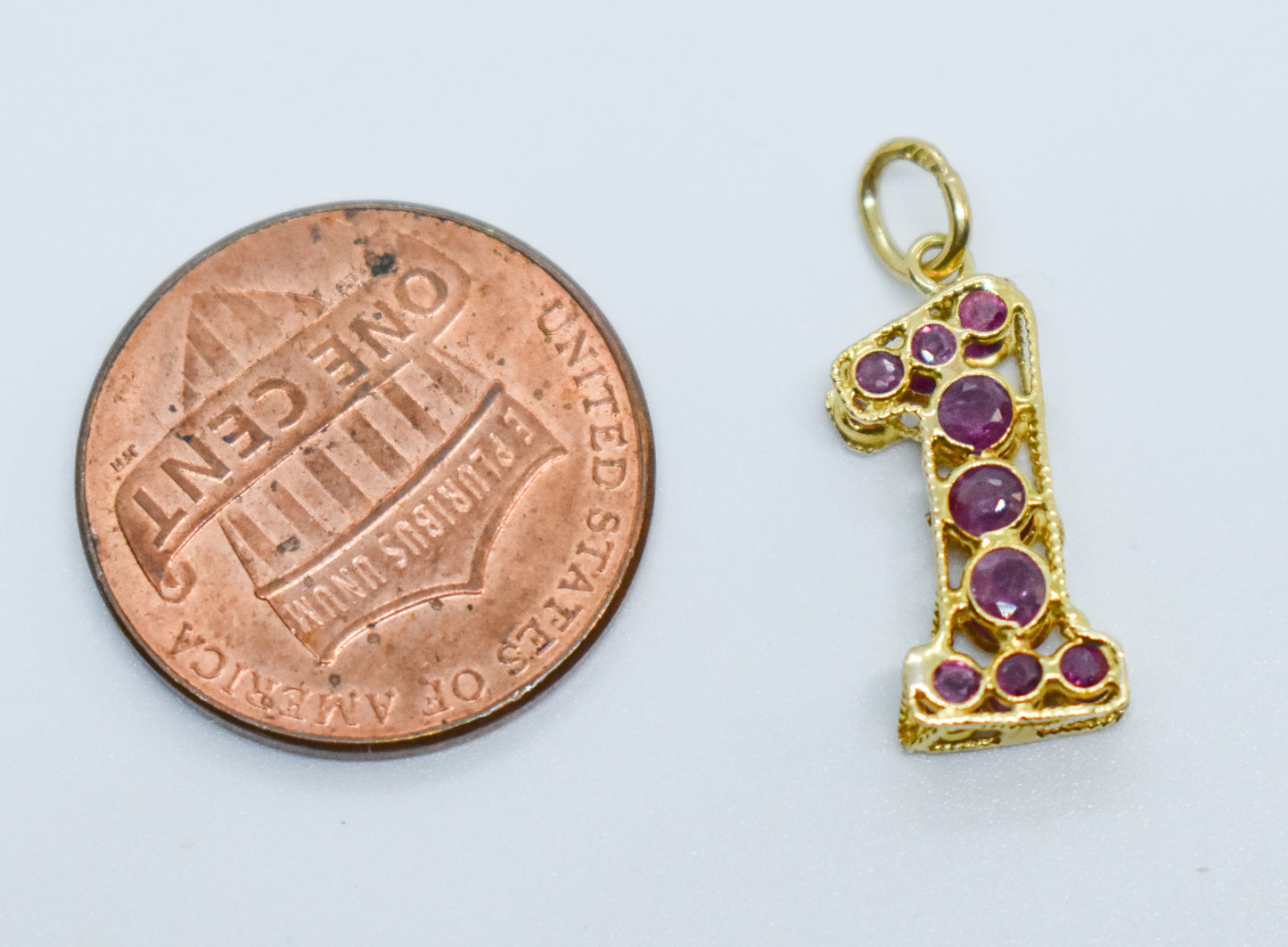Vintage 18k Yellow Gold Ruby #1 Pendant