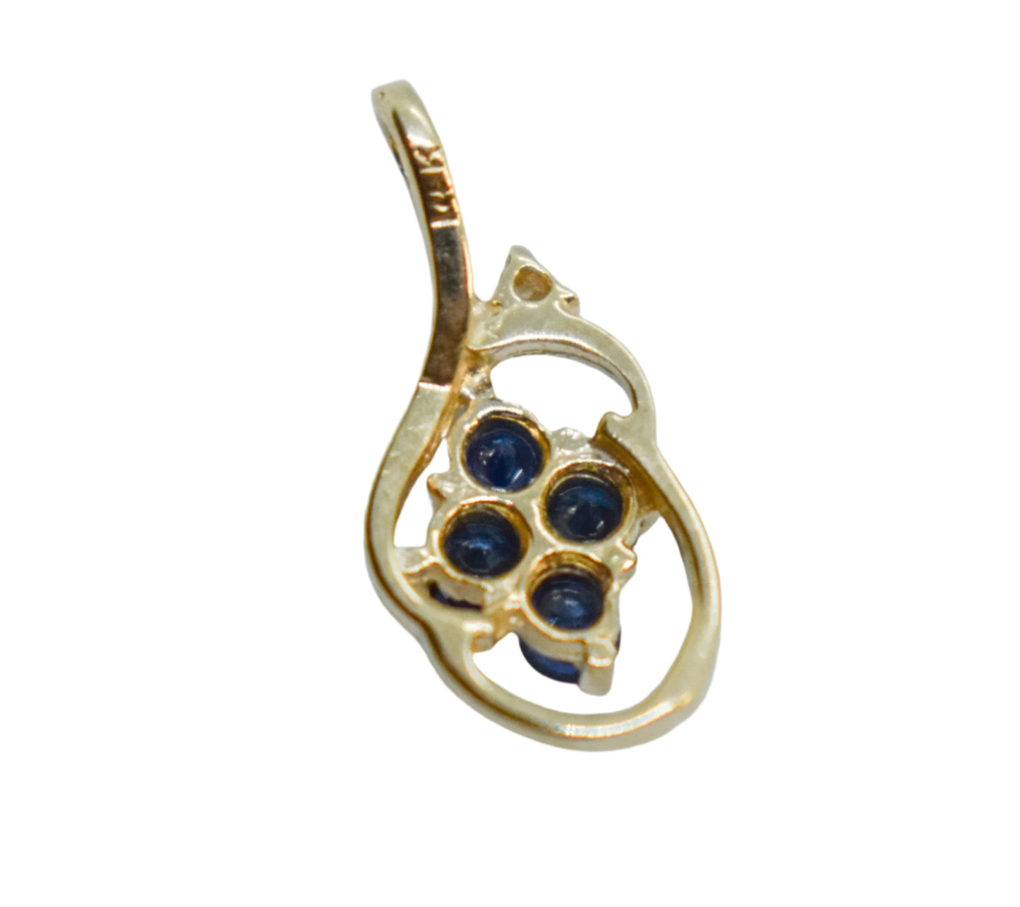 Vintage 14k Yellow Gold Small Sapphire and Diamond Pendant