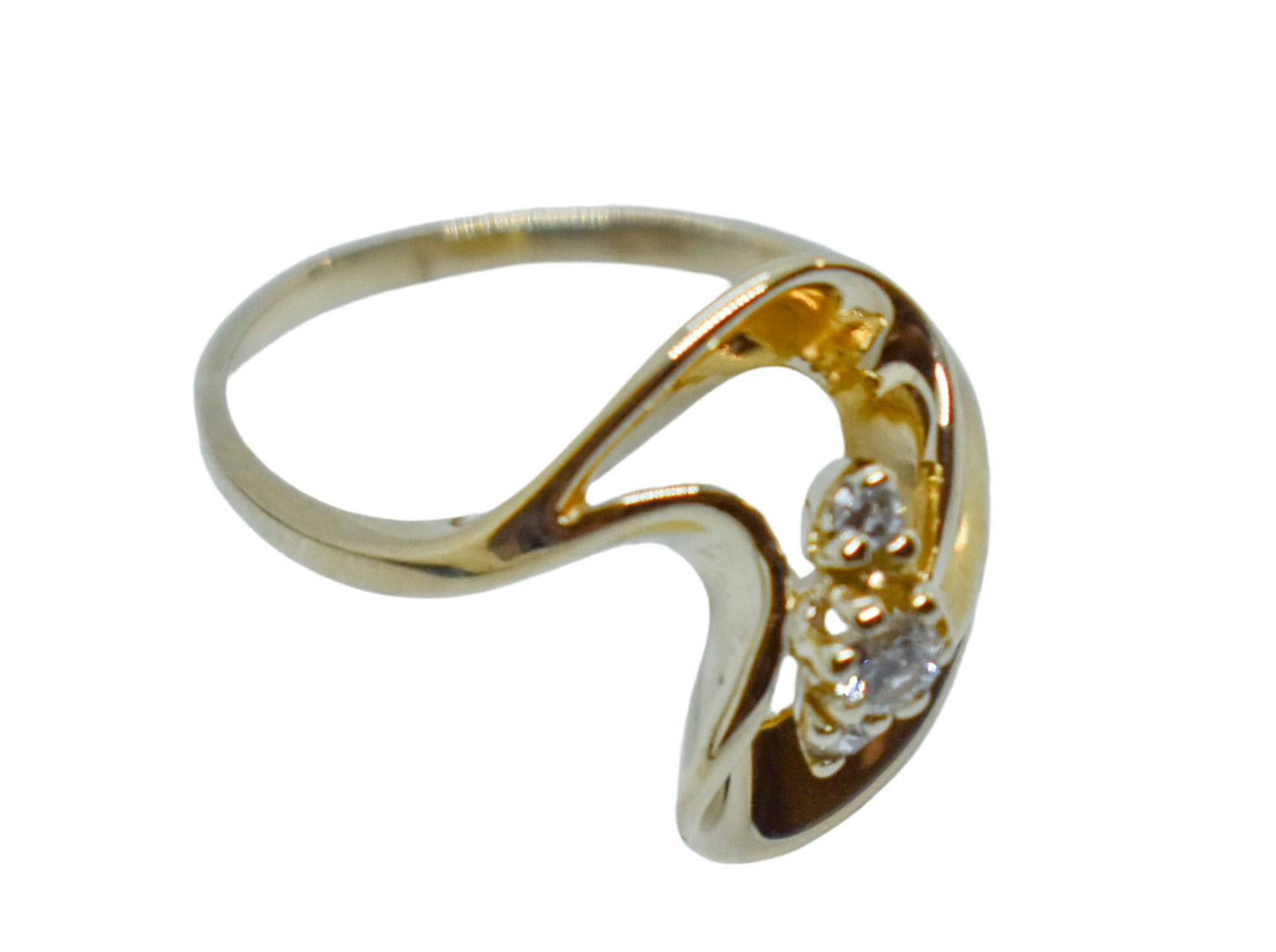 Vintage 14k Yellow Gold Diamond Swirl Ring Size 6