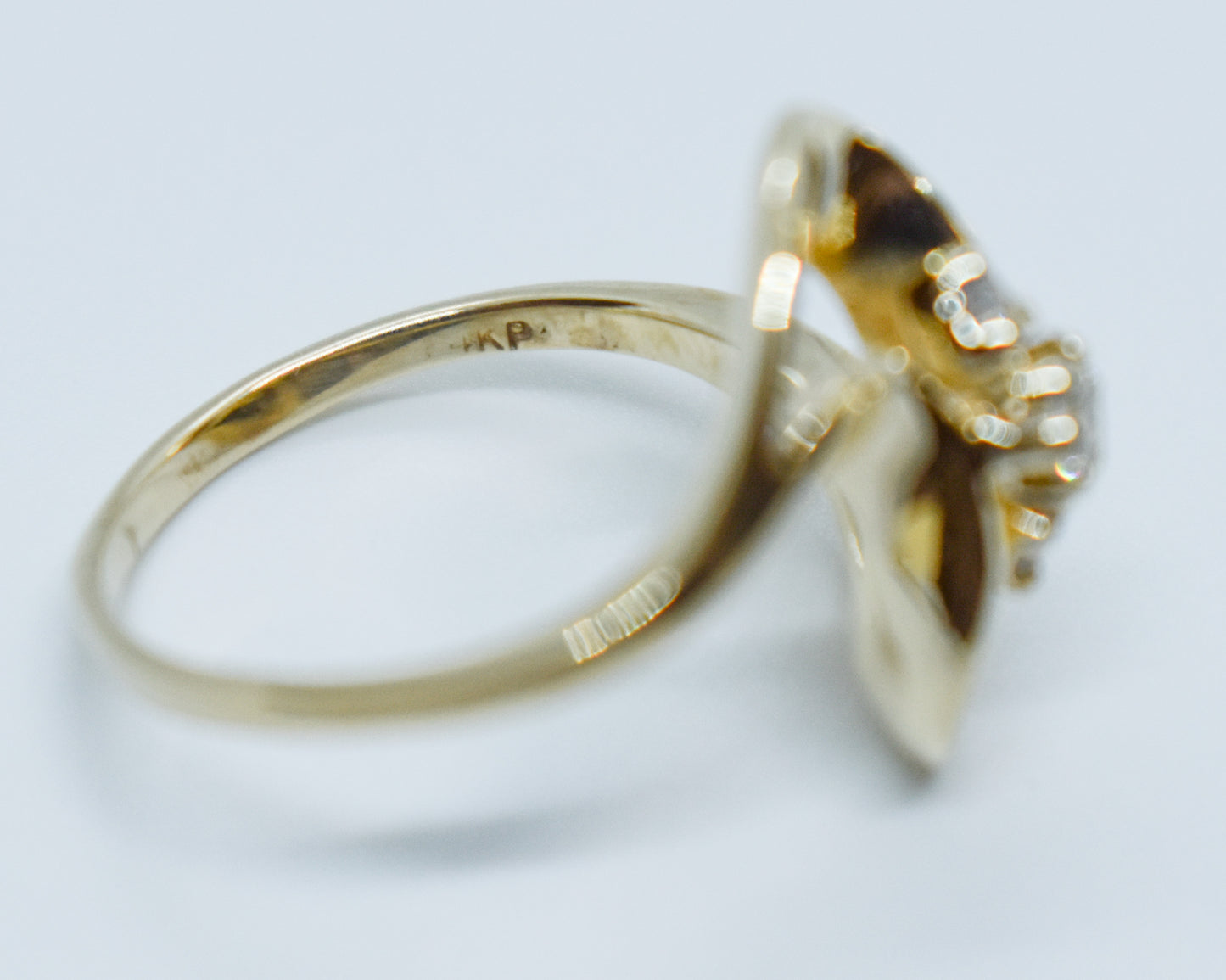 Vintage 14k Yellow Gold Diamond Swirl Ring Size 6