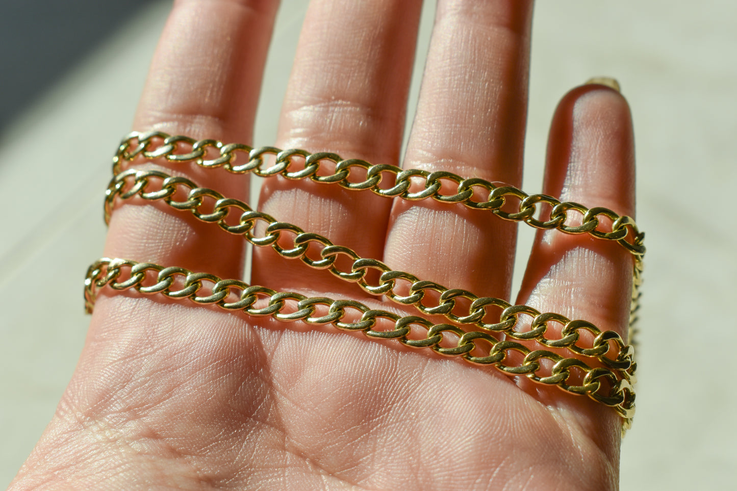 Handmade 14k Yellow Gold Cuban Link Chain Necklace 22 3/4"