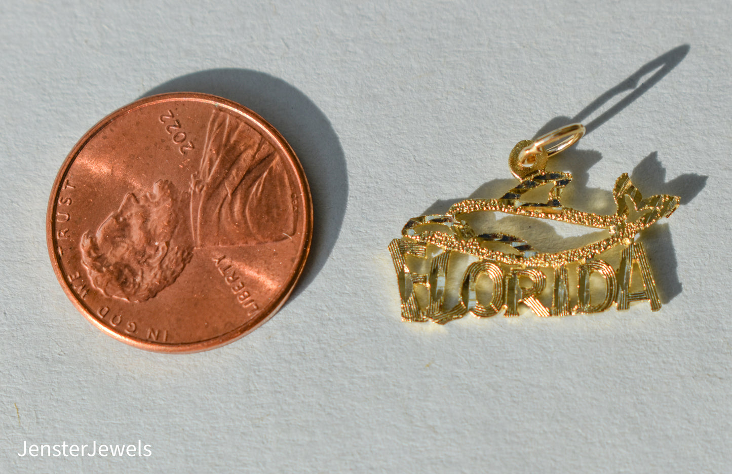 Vintage 14k Yellow Gold Dazzlers FLORIDA Dolphin Pendant