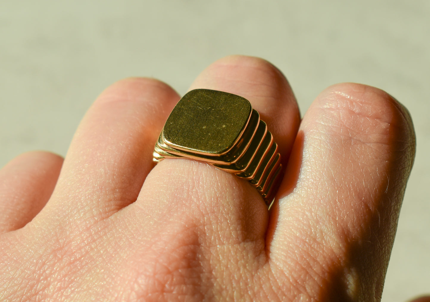 Vintage 10k Yellow Gold Plain Signet Ring Size 8 3/4
