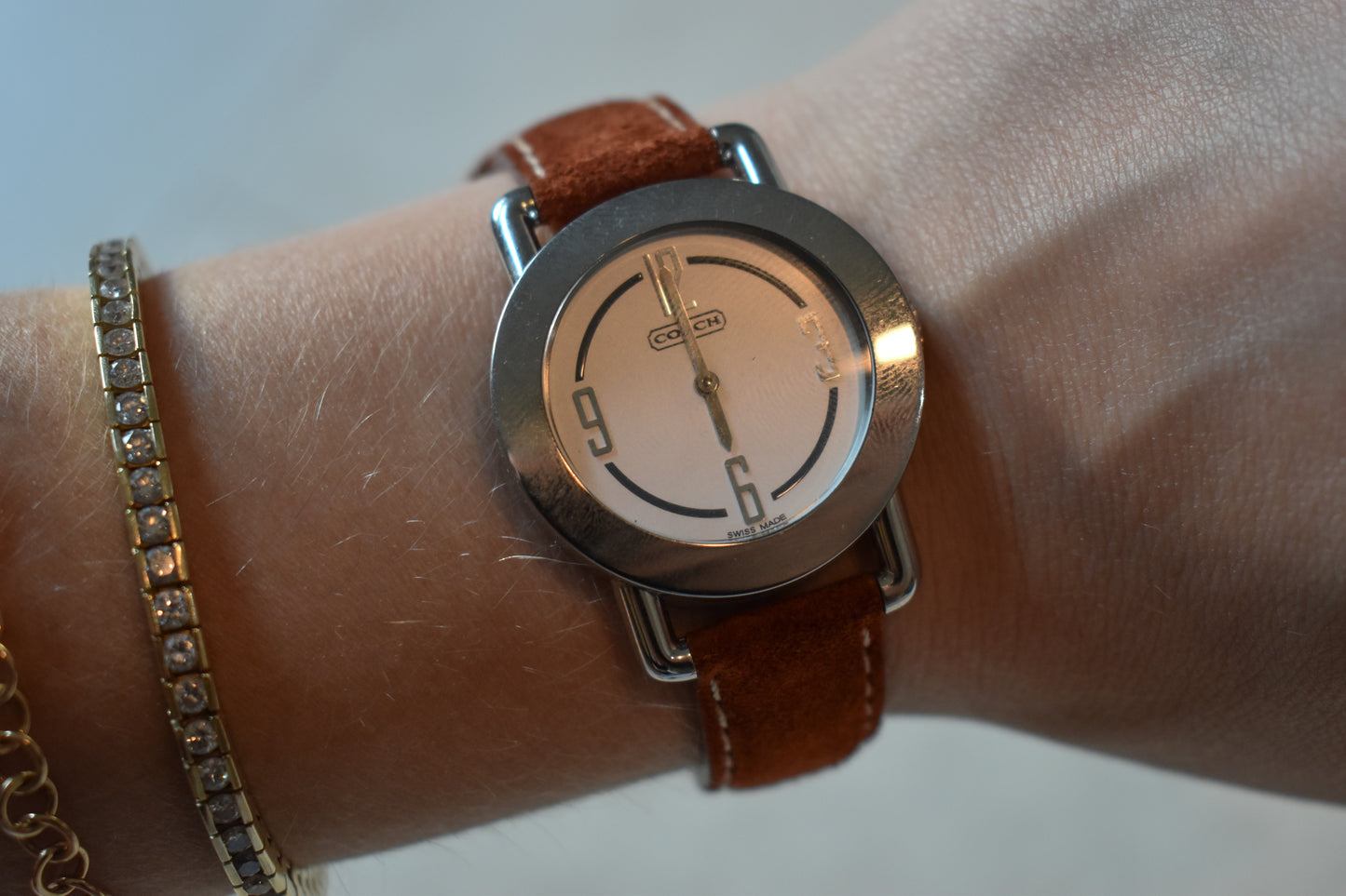 Vintage Stainless Steel COACH Watch with Leather COACH Band