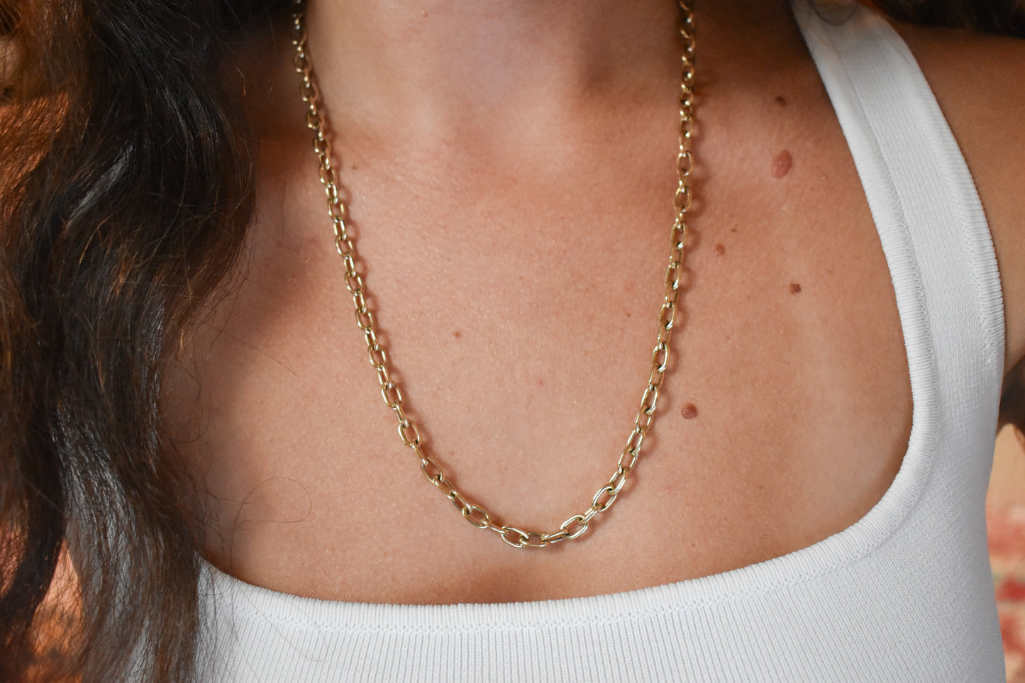 NEW Handmade 14k Solid Gold Oval Link Chain Necklace 21 1/4"