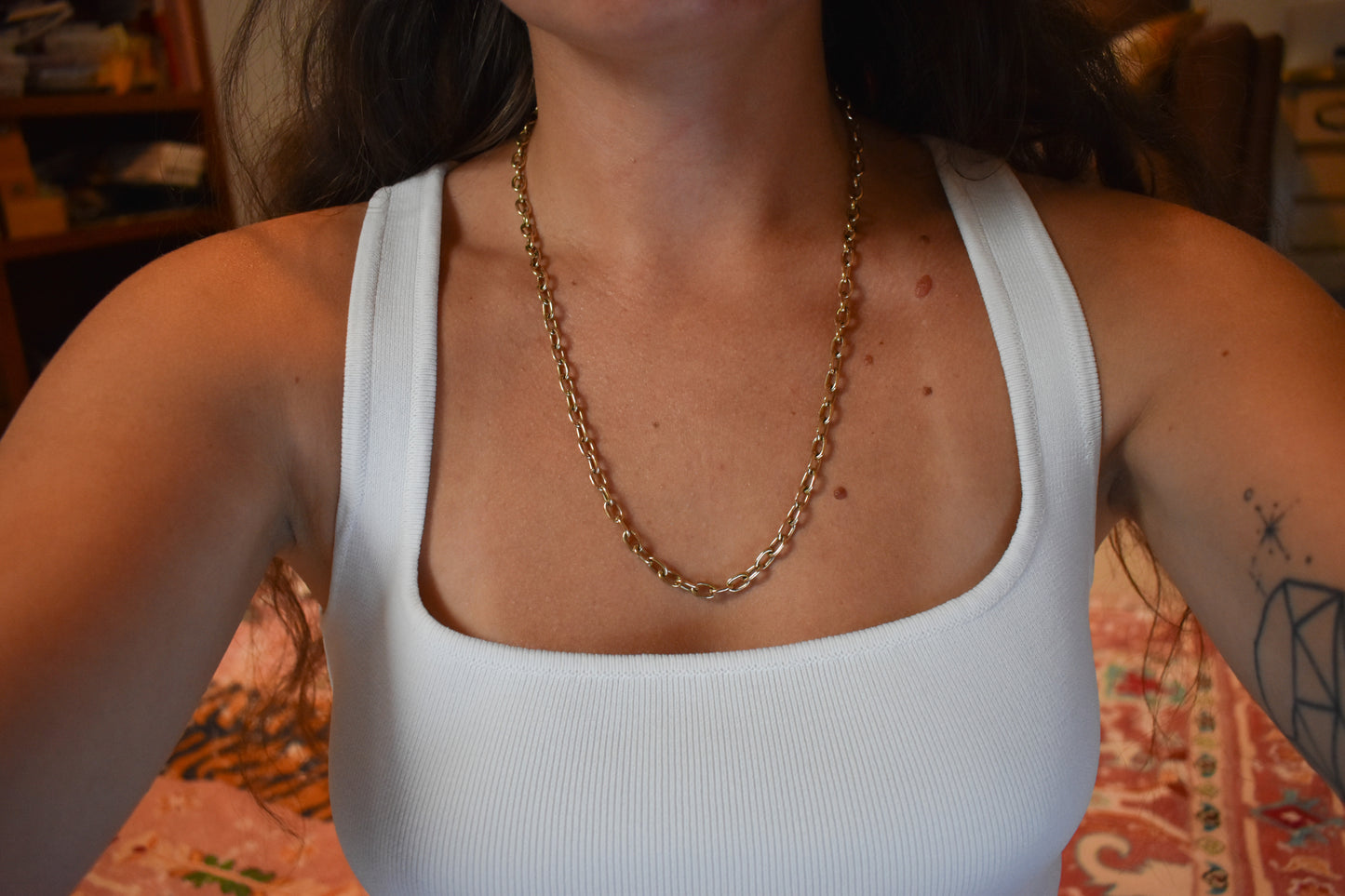 NEW Handmade 14k Solid Gold Oval Link Chain Necklace 21 1/4"