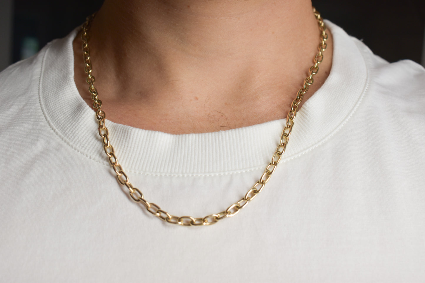 NEW Handmade 14k Solid Gold Oval Link Chain Necklace 21 1/4"