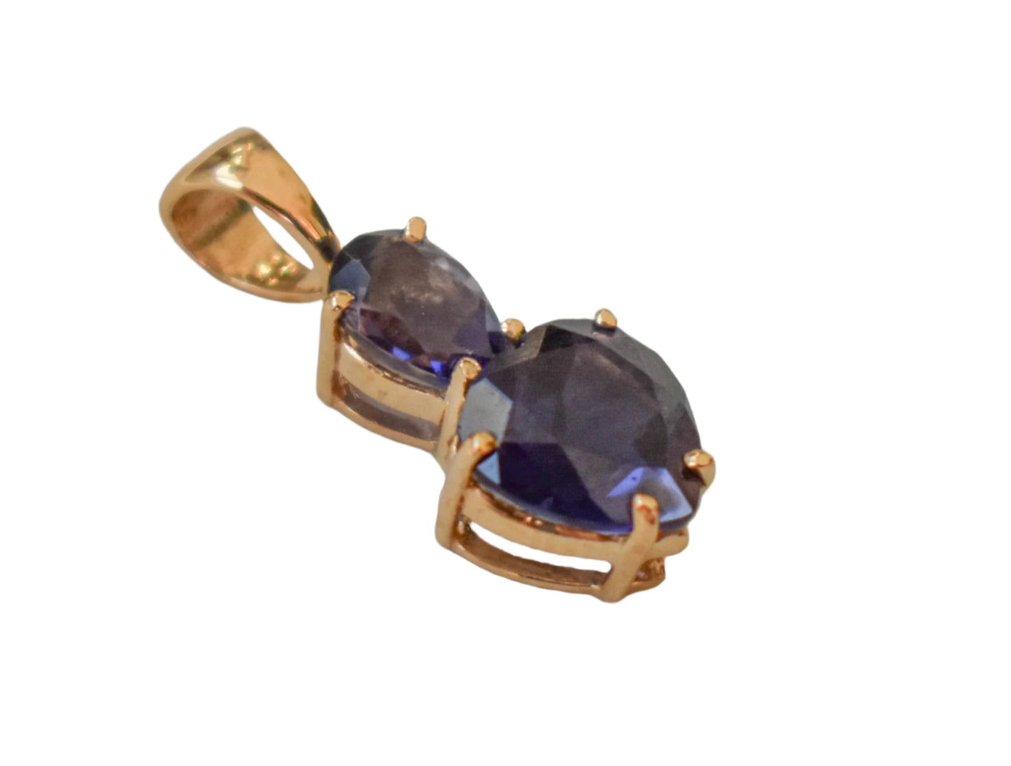 Vintage 14k Yellow Gold Iolite Pendant