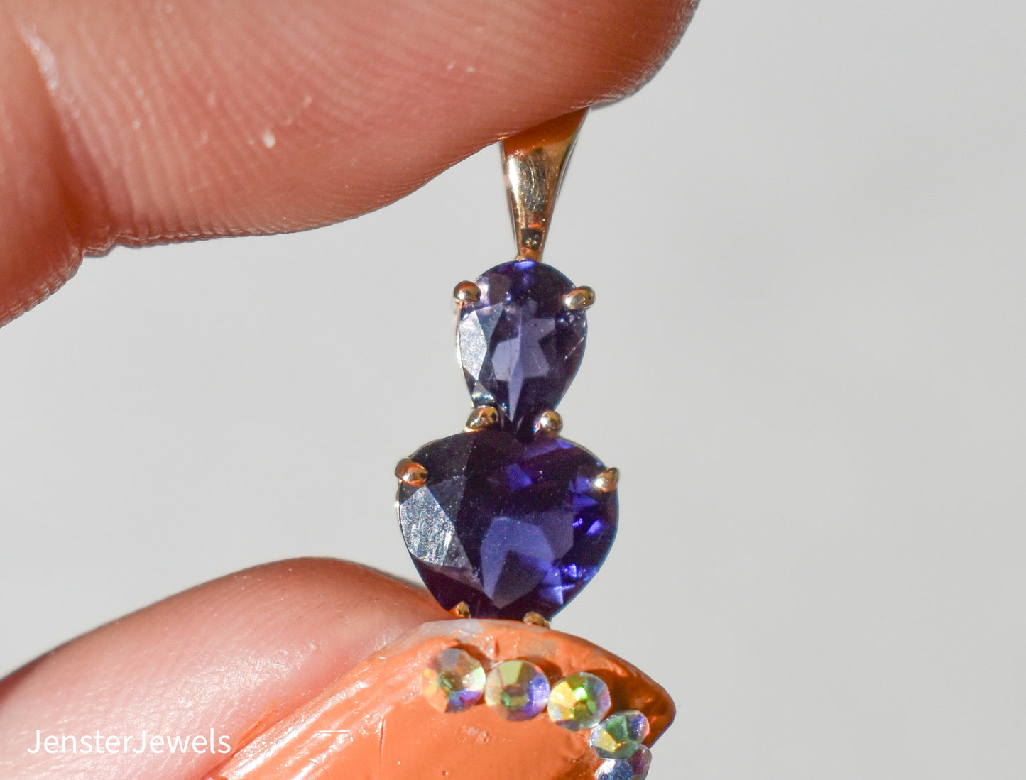 Vintage 14k Yellow Gold Iolite Pendant