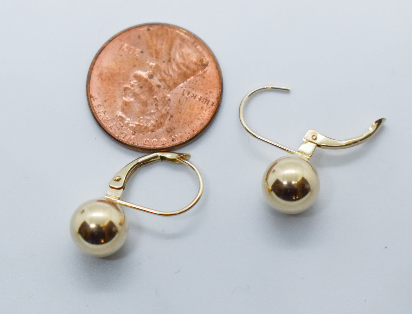 Vintage 14k Yellow Gold Hollow Ball Dangle Earrings