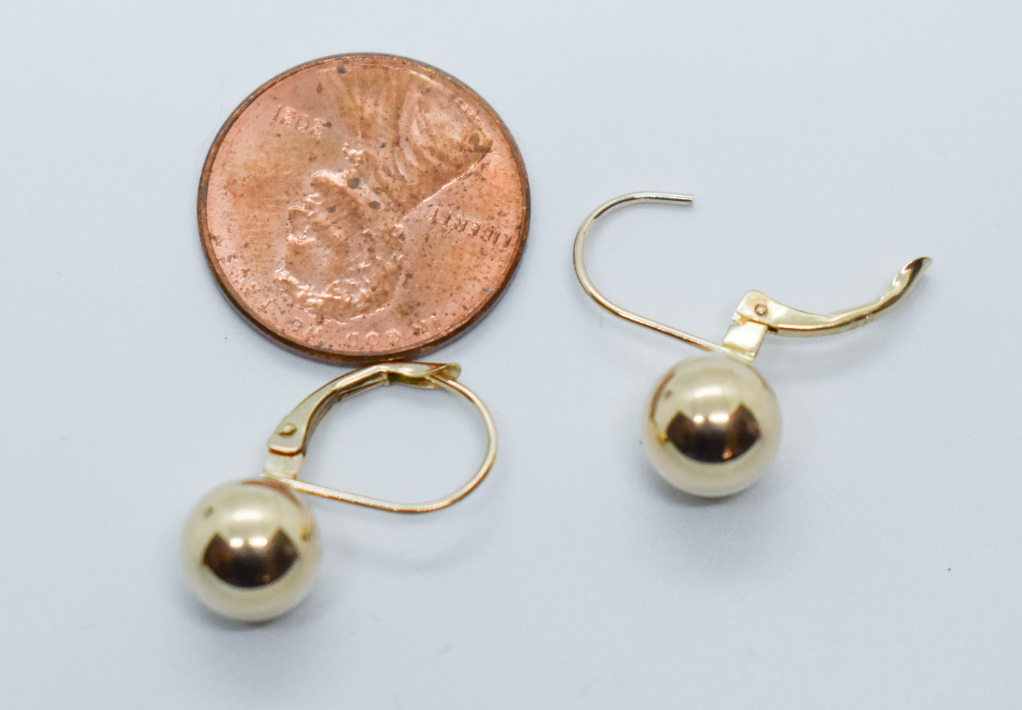 Vintage 14k Yellow Gold Hollow Ball Dangle Earrings