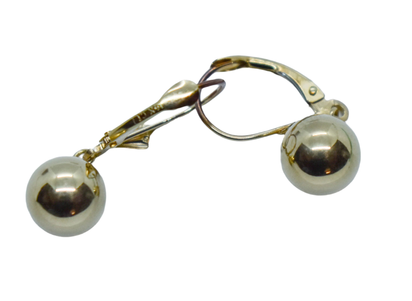 Vintage 14k Yellow Gold Hollow Ball Dangle Earrings