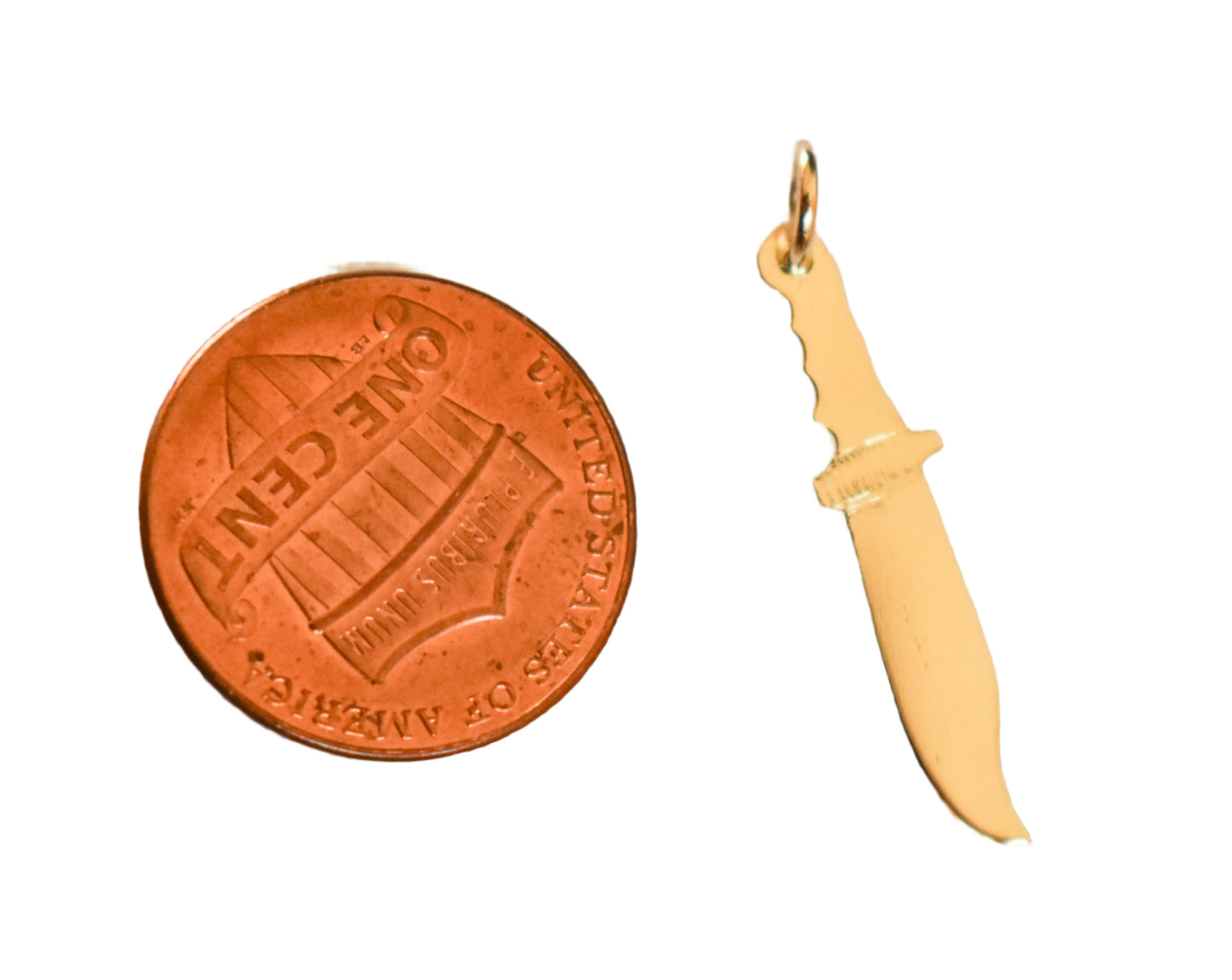 New Handmade 14k Solid Yellow Gold Knife Pendant